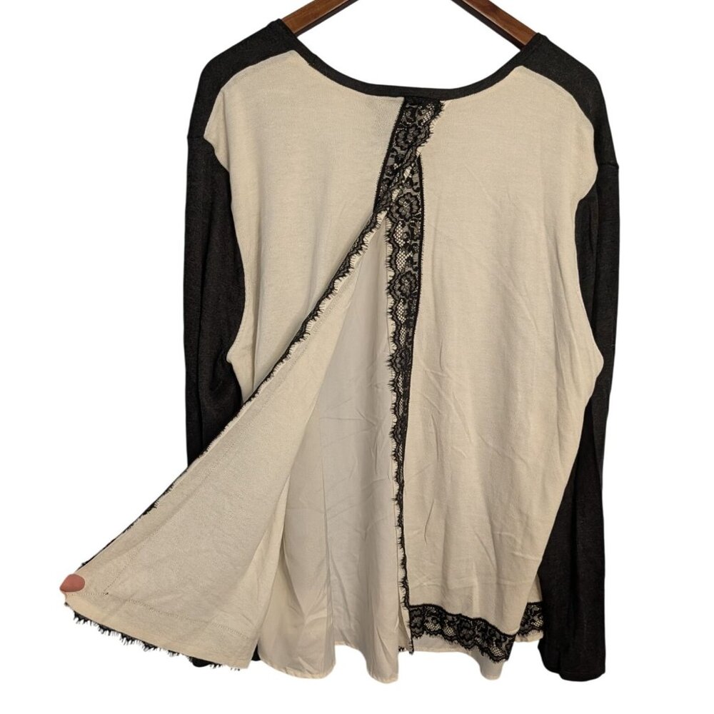 Madison Long Sleeve Cardigan Sweater Alpaca Heather Grey Sz 4Chicos Mixed Fabric - Picture 3 of 16